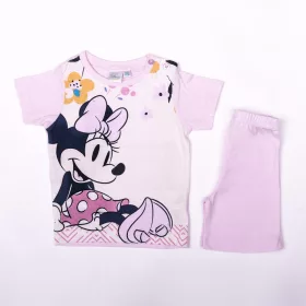   Minnie egér kislány pamut nyári együttes - póló-rövidnadrág szett - világosrózsaszín - 80