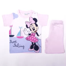   Minnie egér kislány pamut nyári együttes - póló-rövidnadrág szett - világosrózsaszín - 92