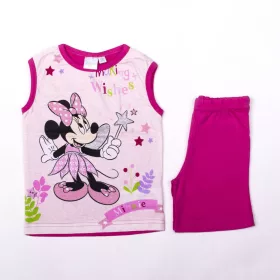   Minnie egér kislány pamut nyári együttes - trikó-rövidnadrág szett - pink- 80