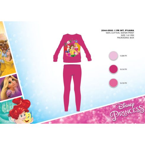 Téli pamut interlock gyerek pizsama - Disney Hercegnők - pink - 116