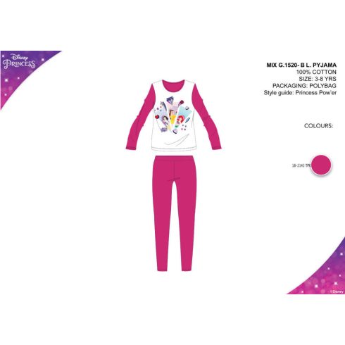 Disney Hercegnők gyerek jersey pizsama - pink - 104