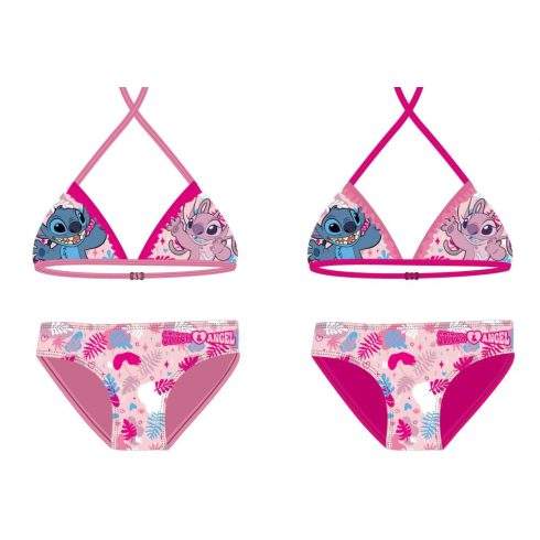 Stitch kétrészes fürdőruha kislányoknak - bikini háromszög felsőrésszel - pink - 104