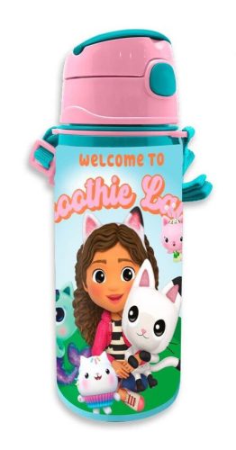 Gabi babaháza Smoothie Land alumínium szívószálas kulacs akasztóval 600 ml