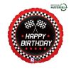Happy Birthday Checkered Flag fólia lufi 46 cm