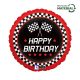 Happy Birthday Checkered Flag fólia lufi 46 cm