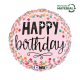 Happy Birthday Pink Confetti fólia lufi 46 cm