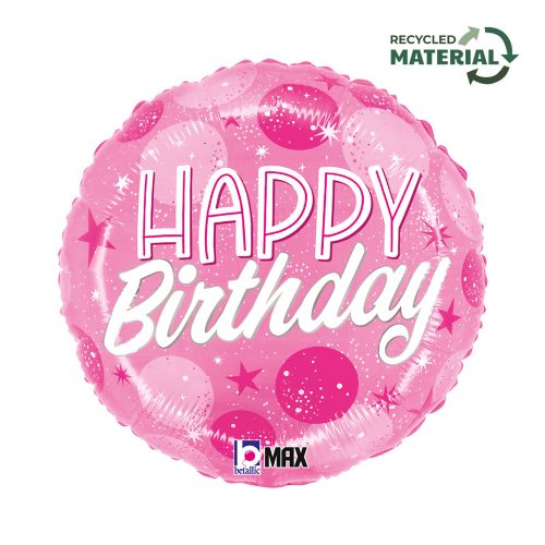 Happy Birthday Pink Spark fólia lufi 46 cm