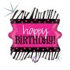 Happy Birthday Zebra Holo fólia lufi 46 cm