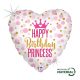 Happy Birthday Glitter Princess fólia lufi 46 cm