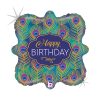 Happy Birthday Glitter Peacook fólia lufi 46 cm