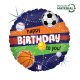 Happy Birthday Sports Holo fólia lufi 46 cm