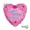 Happy Birthday Princess Tiara Holo fólia lufi 46 cm