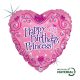 Happy Birthday Princess Tiara Holo fólia lufi 46 cm