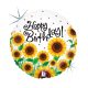 Happy Birthday Sunflowers Holo fólia lufi 46 cm