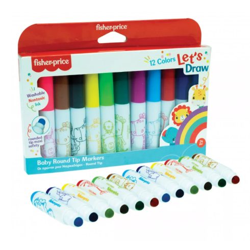 Fisher-Price Let's Draw kimosható filctoll 12 db-os