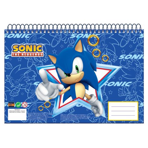 Sonic a sündisznó Rush A/4 spirál vázlatfüzet, 30 lapos