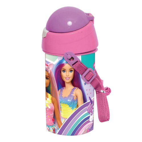 Barbie Love műanyag szívószálas kulacs akasztóval 500 ml