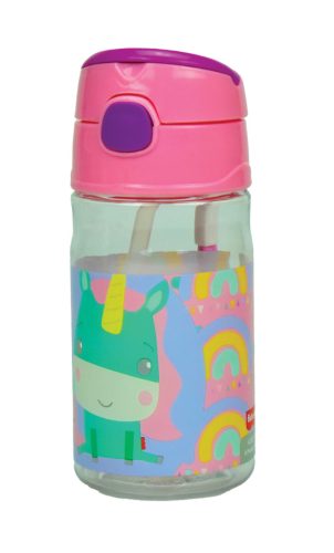 Fisher-Price Animals műanyag szívószálas kulacs akasztóval 350 ml