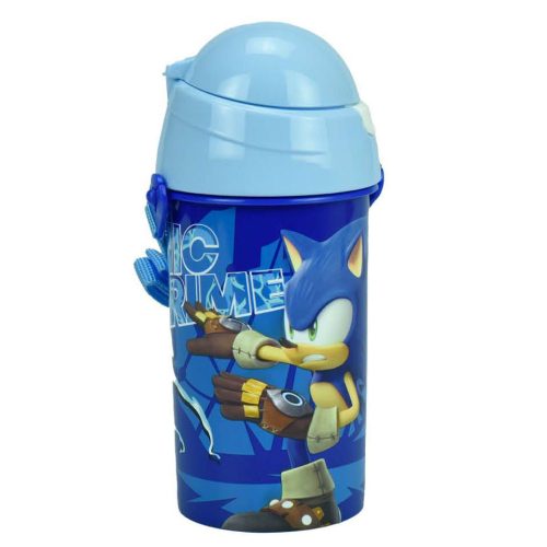 Sonic a sündisznó Prime műanyag szívószálas kulacs akasztóval 500 ml