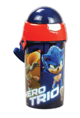 Sonic a sündisznó Hero Trio műanyag szívószálas kulacs akasztóval 500 ml