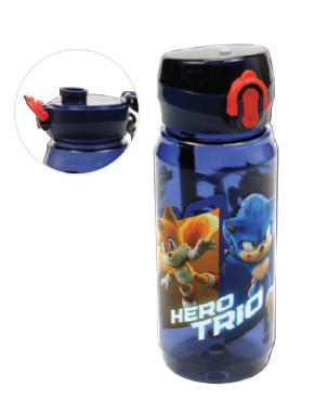 Sonic a sündisznó Hero Trio műanyag szívószálas kulacs akasztóval 600 ml