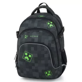   OXY SCOOLER iskolai hátizsák - 28 literes - Green Cube fekete/zöld