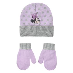 Disney Minnie Dots Purple baba sapka + kesztyű szett 48 cm