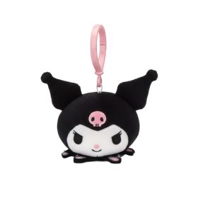   Hello Kitty Kuromi Head 3D plüss figura akasztóval, táskadísz 11 cm