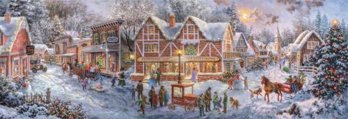 Karácsonyi falu Getting Ready 1000 db-os panoráma puzzle Clementoni