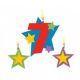 Színes Star 7-es számgyertya csillagokkal