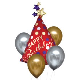 Szatén Luxe Happy Birthday fólia lufi 5 db-os szett