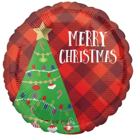 Merry Christmas Plaid fólia lufi 45 cm