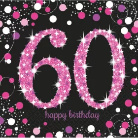 Happy Birthday Pink 60 szalvéta 16 db-os 33x33 cm
