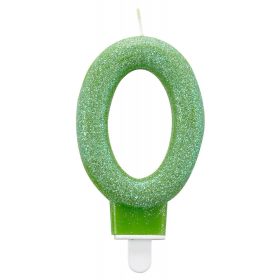 Színes Green csillogó tortagyertya, számgyertya 0-ás