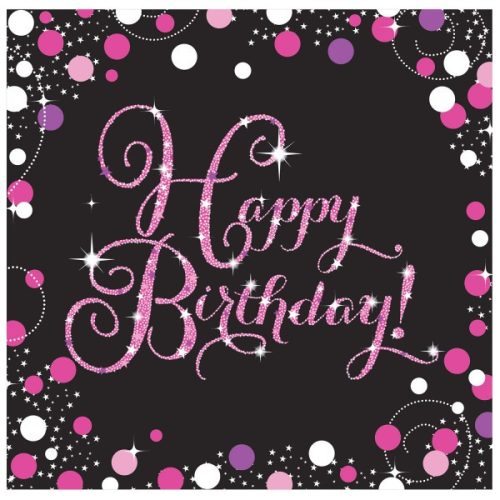 Happy Birthday Pink Dots szalvéta 16 db-os 33x33 cm