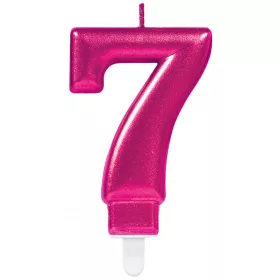 Rózsaszín Pink számgyertya, tortagyertya 7-es