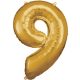 Arany Gold óriás szám fólia lufi 9-es, 83x58 cm