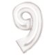 Fehér Lustre White 9-es szám fólia lufi 86 cm