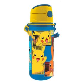   Pokémon Electric alumínium szívószálas kulacs akasztóval 600 ml