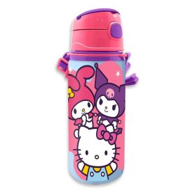   Hello Kitty Friends alumínium szívószálas kulacs akasztóval 600 ml
