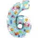 Peppa malac Blue 6-os szám fólia lufi 66 cm