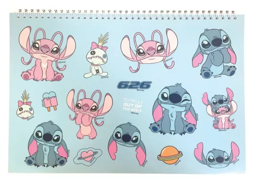 Disney Lilo és Stitch, A csillagkutya Universe A/4 spirál vázlatfüzet 40 lapos matricával