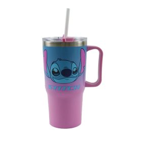   Disney Lilo és Stitch, A csillagkutya Alien 626 rozsdamentes acél thermo szívószálas kulacs 520 ml
