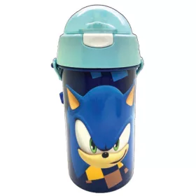   Sonic a sündisznó Speed Blue műanyag szívószálas kulacs akasztóval 500 ml