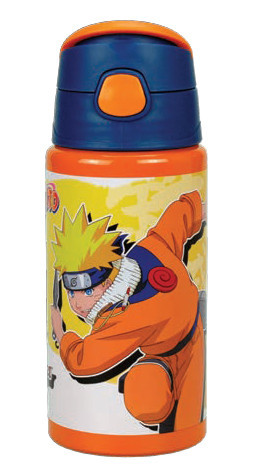 Naruto Fire Orange alumínium szívószálas kulacs akasztóval 500 ml
