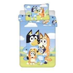   Bluey Happy Family gyerek, ovis ágyneműhuzat 100×135cm, 40×60 cm