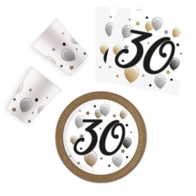   Happy Birthday 30 Milestone party szett 36 db-os 23 cm-es tányérral