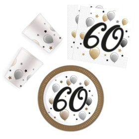   Happy Birthday 60 Milestone party szett 36 db-os 23 cm-es tányérral