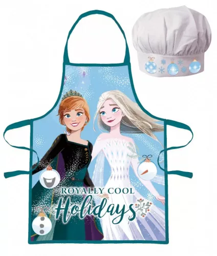 Disney Jégvarázs Royally Cool Karácsonyi kötény és műanyag étkészlet szett