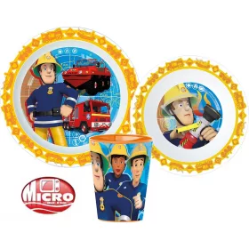   Sam a tűzoltó Rescue Mission étkészlet, micro műanyag szett, pohárral 260 ml